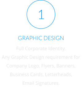 GRAPHIC DESIGN Full Corporate Identity. Any Graphic Design requirement for Company Logo, Flyers, Banners,  Business Cards, Letterheads, Email Signatures. 1