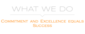 WHAT WE DO   Commitment  and  Excellence  equals  Success
